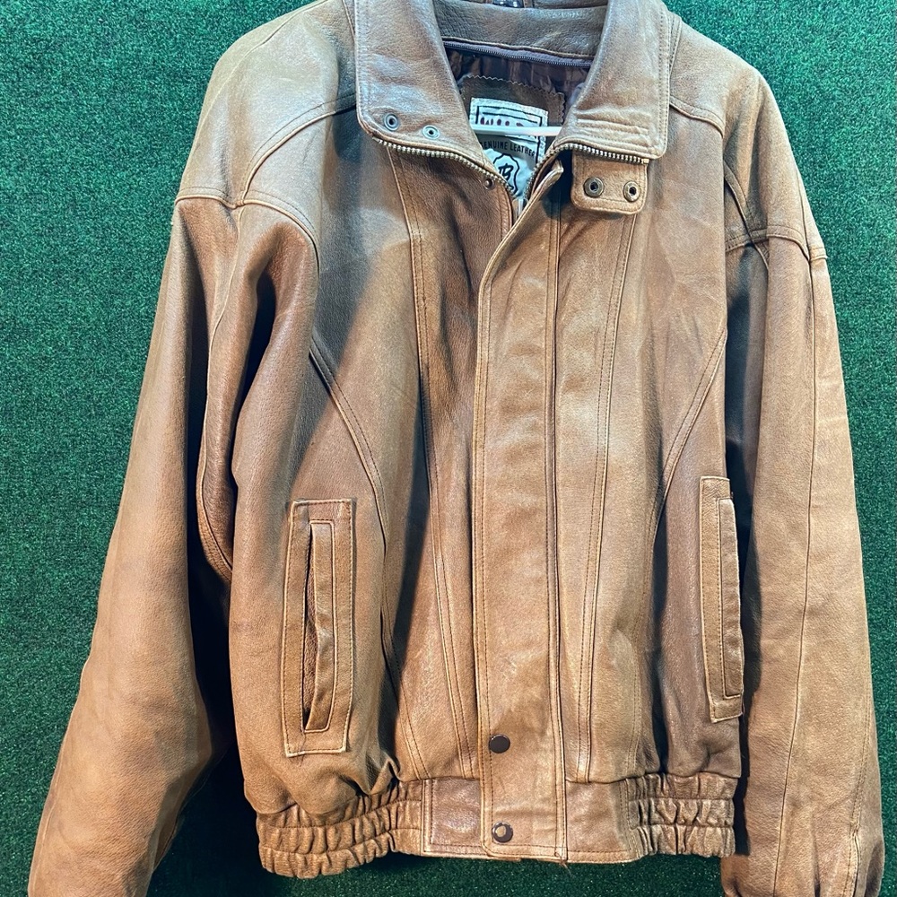 Vintage genuine leather bomber jacket